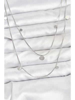 316L Çelik Zincir Gümüş Renk Pullu Kadın Kolye