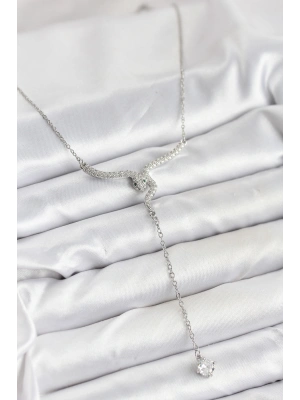 316L Çelik Zincir Gümüş Renk Yılan Model Y Kolye