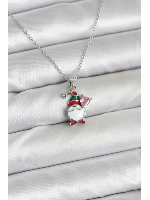 316L Çelik Zincir Gümüş Renk Yılbaşı Teması Kadın Kolye