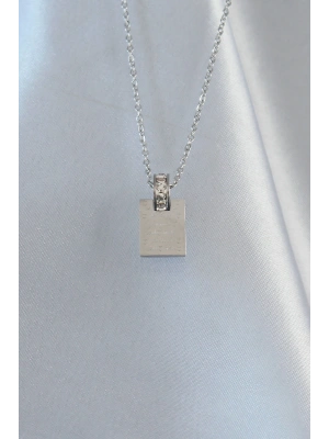 316L Çelik Zincir Gümüş Renk Zirkon Taşlı Aşk Mektubu Kolye