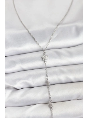 316L Çelik Zincir Gümüş Renkli Yıldız Model Kadın Y Kolye