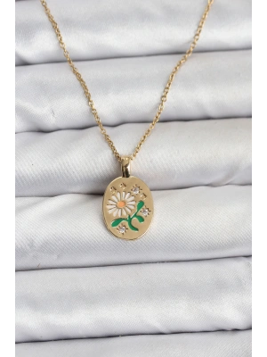 316L Çelik Zincir Papatya Figürlü Kadın Kolye