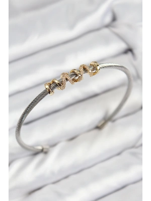 316L Çelik Zirkon Taşlı Model Gold Ve Gümüş Renk Kadın Bileklik