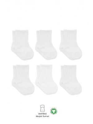6Lı Basic Penye Soket Çorap 10101 Beyaz