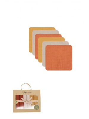 6lı Müslin Mendil 20x20 cm 90106 Kiremit Bej Hardal