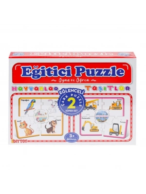 7196 Çark Puzzle Hayvanlar Taşıtlar 60 Parça
