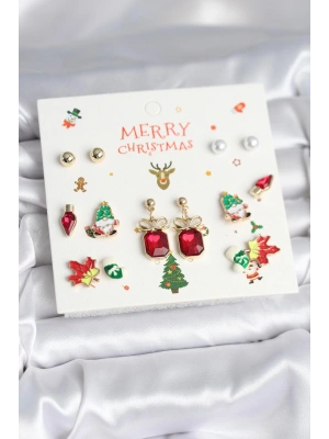 8 Çift Yılbaşı Temalı Kadın Küpe