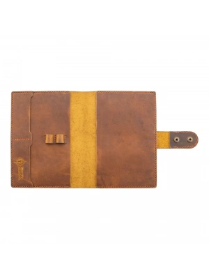 A5 Defter ve Ajanda Kılıfı - %100 Crazy Deri - KO10003 - Taba