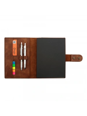 A5 Defter ve Ajanda Kılıfı - %100 Rainbow Deri - KO10001 - Kahverengi