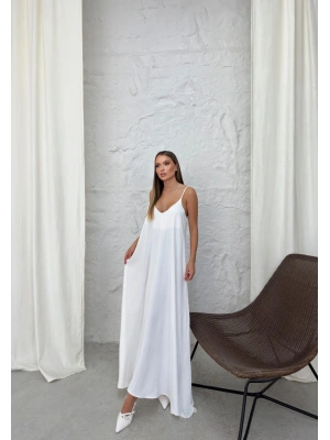 Aerobin uzun elbise beyaz pt