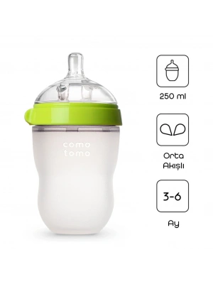 Antikolik Silikon Biberon 250 ml 3-6 Ay Yeşil