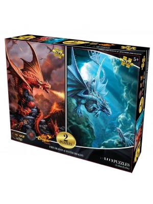 Ateş Ejderhası ve Su Ejderhası İkili Puzzle 200 Parça