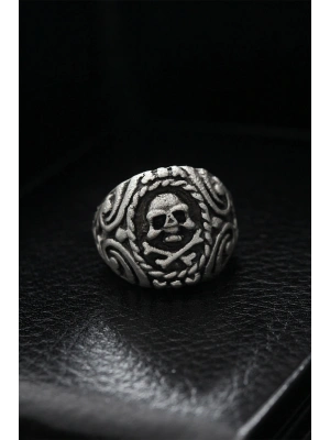 Ayarlanabilir Desenli Kurukafa Model Erkek Yüzük