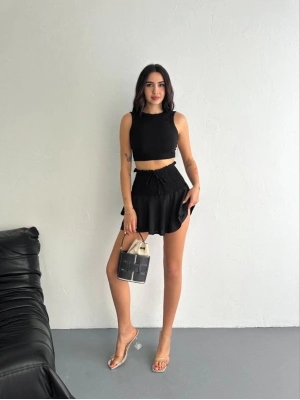 Ayrobin Şortlu Etek - Siyah