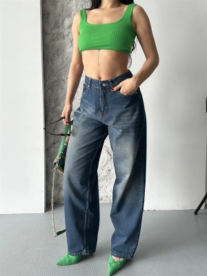 Baggy süper taş bıyık yıkama kahve tint jeans pantolon d2007