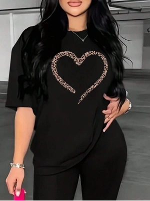 Baskılı Kadın T-shirt - Siyah