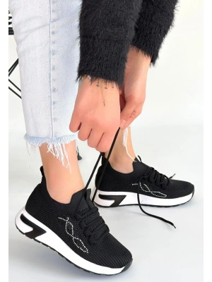 Belan Siyah Triko Bağcıklı Spor Ayakkabı