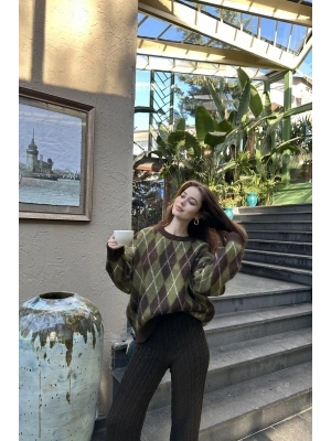 BİSİKLET YAKA BAKLAVA DESEN TRIKO KAZAK