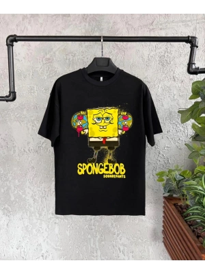 Bisiklet Yaka Kısa Kol Çocuk Baskılı T-Shirt - Siyah