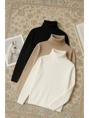 Boğazlı Kazak 3’lü Hazır Paket Mevsimlik Kurtarıcı Parça Pamuklu Balıkçı Yaka Slim fit