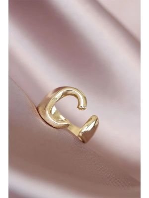 C Harfli Altın Renk Ayarlamalı Metal Kadın Yüzük