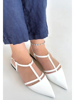 Canca Beyaz Rugan Babet Ayakkabı