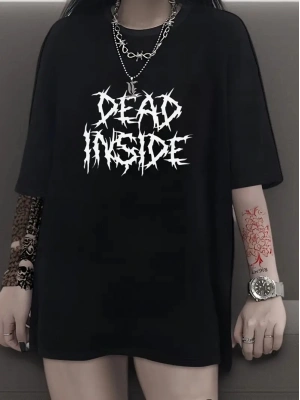 Canlı Harf Baskılı Büyük Boy Oversize Kısa Kollu Tişört - Yumuşak, Nefes Alabilir, Kadınlar için Rahat Yaz ve İlkbaharın Vazgeçilmezi - Rahat Kesim, Rahat, Şık Kadın Giysileri - Siyah