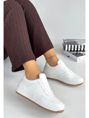 Ceyyan Beyaz Cilt Bağcıklı Spor Ayakkabı