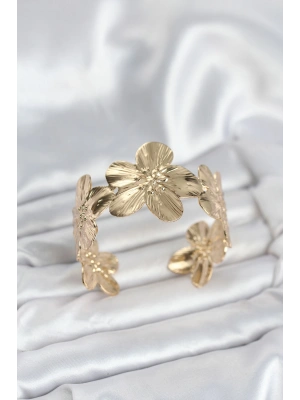 Çiçek Model Pirinç Levha Kadın Bileklik