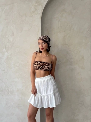 Çingene keten etek beyaz s24808