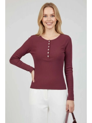 Çıtçıt Detaylı Bluz Mürdüm T4343