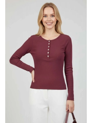 Çıtçıt Detaylı Bluz Mürdüm T4343