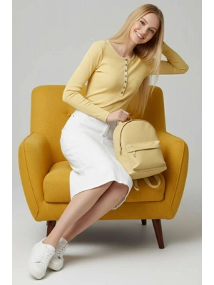 Çıtçıt Detaylı Bluz Sarı T4343