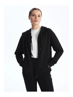 Classic Kapüşonlu Düz Uzun Kollu Kadın Fermuarlı Sweatshirt