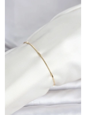 CM 14K Gold Renk Barlı Yılan Zincir Model Kadın Bileklik
