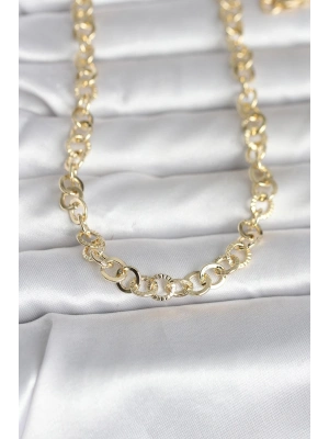 CM 14K Gold Renk Kalın Halka Zincirli 60 cm Kadın Kolye