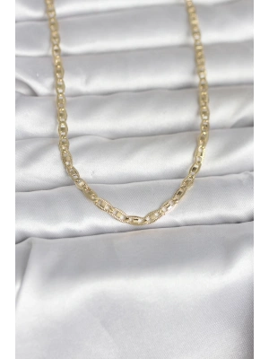 CM 14K Gold Renk Lazer Kesim Zincirli Model 60 cm Kadın Kolye