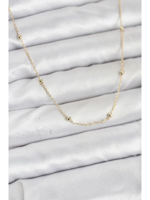 CM 14K Gold Renk Minik Top Zincirli Kadın Kolye
