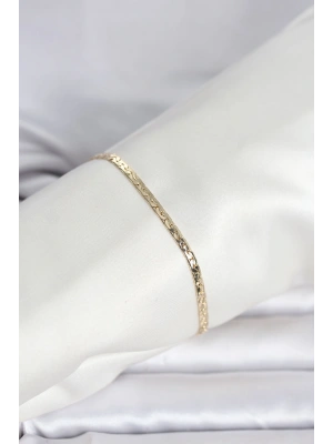 CM 14K Gold Renk Yassı Ezme Zincir Model Kadın Bileklik