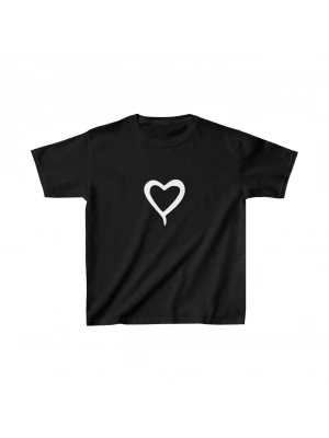 Çocuk Kız Baskılı T-Shirt - Siyah