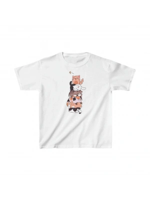 Çocuk Unisex Baskılı T-Shirt - Beyaz