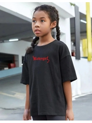 Çocuk Unisex Baskılı T-Shirt - Siyah