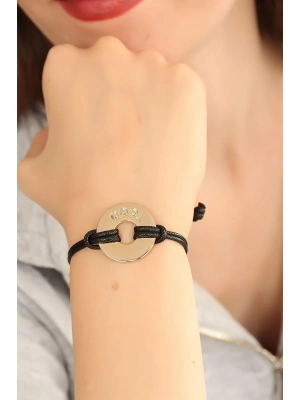 COOL (Havalı) Siyah Deri İpli Unisex Mood Bileklik