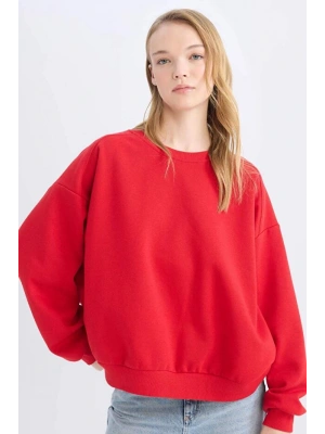 Coool Oversize Geniş Kalıp Bisiklet Yaka Kalın Basic Düz Sweatshirt