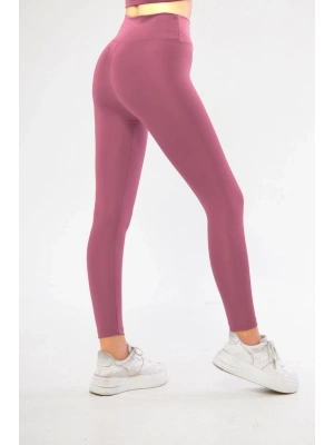 Kadın Yüksek Bel Toparlayıcı Likralı dalgıç Spor Tayt  Esnek Rahat Kalıp - Mor