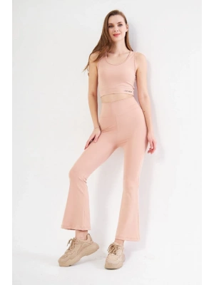 Dalgıç Yüksel Bel İspanyol Paça Tayt - Bej