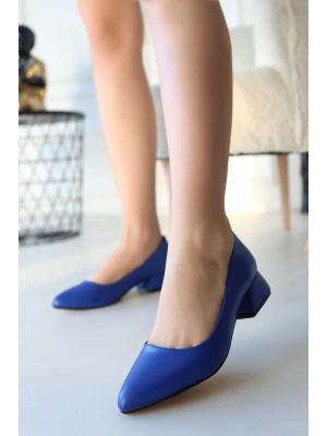 Desniy Mavi Cilt Topuklu Ayakkabı