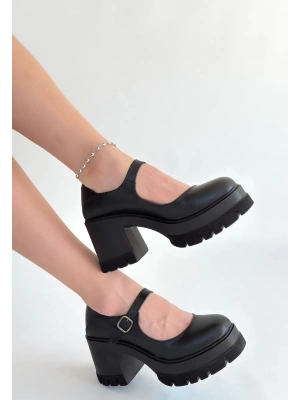 Dlor Siyah Cilt Dolgu Topuk Ayakkabı