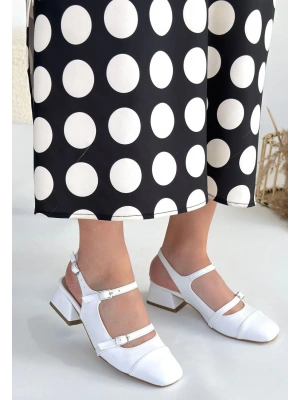 Doran Beyaz Cilt Topuklu Ayakkabı