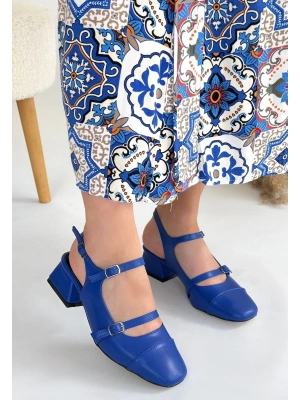 Doran Mavi Cilt Topuklu Ayakkabı